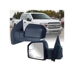 LONGLING Left Driver Power Heated Mirror Black 17-20 Ford F-150 Signal Convex